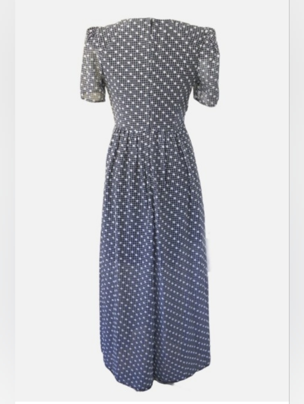 Calvin Klein V-Neck Black & White Clip-Dot Chiffon Maxi Dress- Size 6 - Picture 2 of 12